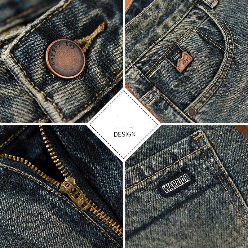Мужские джинсы в американском стиле ретро, ​​новая модная уличная одежда, мужские брюки, хлопковые мешковатые прямые синие потертые джинсы, молодежные джинсовые брюки