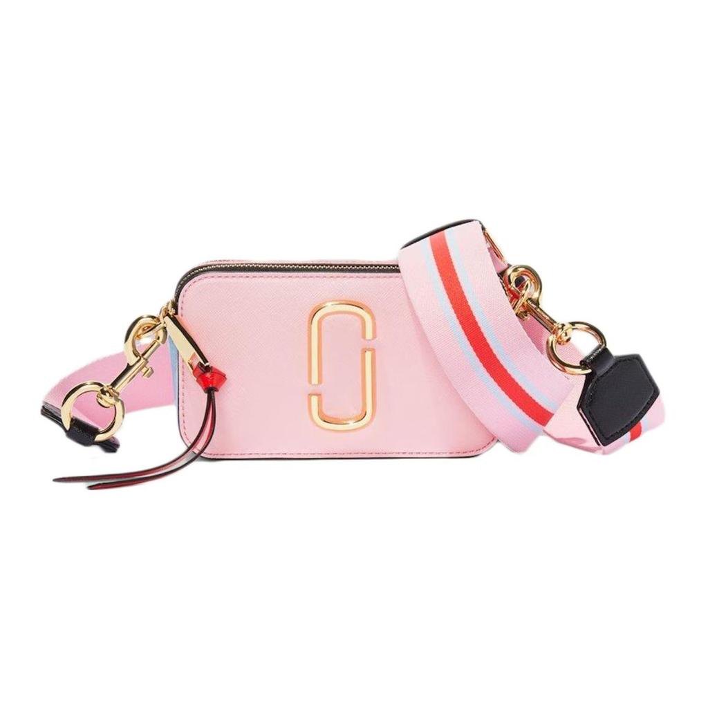 Marc Jacobs Snapshot Gold Logo Leather Shoulder Crossbody Bag Regular Pink Women bags M0015373-955