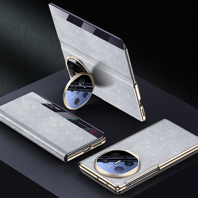 Подходит для чехла для телефона Huawei MateX6, подставка для объектива, складной MTx6, противоударный, всеобъемлющее смарт-окно, мужской однотонный кожаный чехол