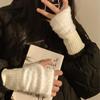 Soft Winter Half Finger Gloves Women Warm Luxury Solid White Plush Knitted Fingerless Gloves Wrist Mittens Writting
