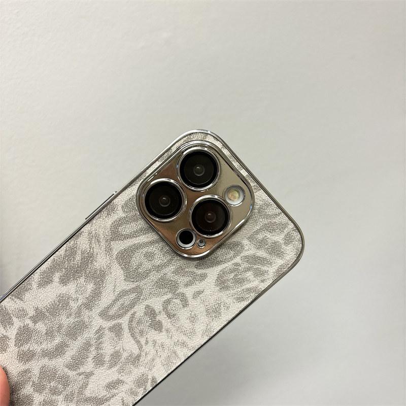 Роскошный кожаный чехол с леопардовым принтом и покрытием для iPhone 16 Pro Max 15 14 Plus 13 12 Pro 11, защитный чехол от падения с защитной пленкой для объектива