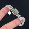 Подарок на день рождения для нее Натуральный пирит друза драгоценный камень браслет регулируемый серебро 925 пробы