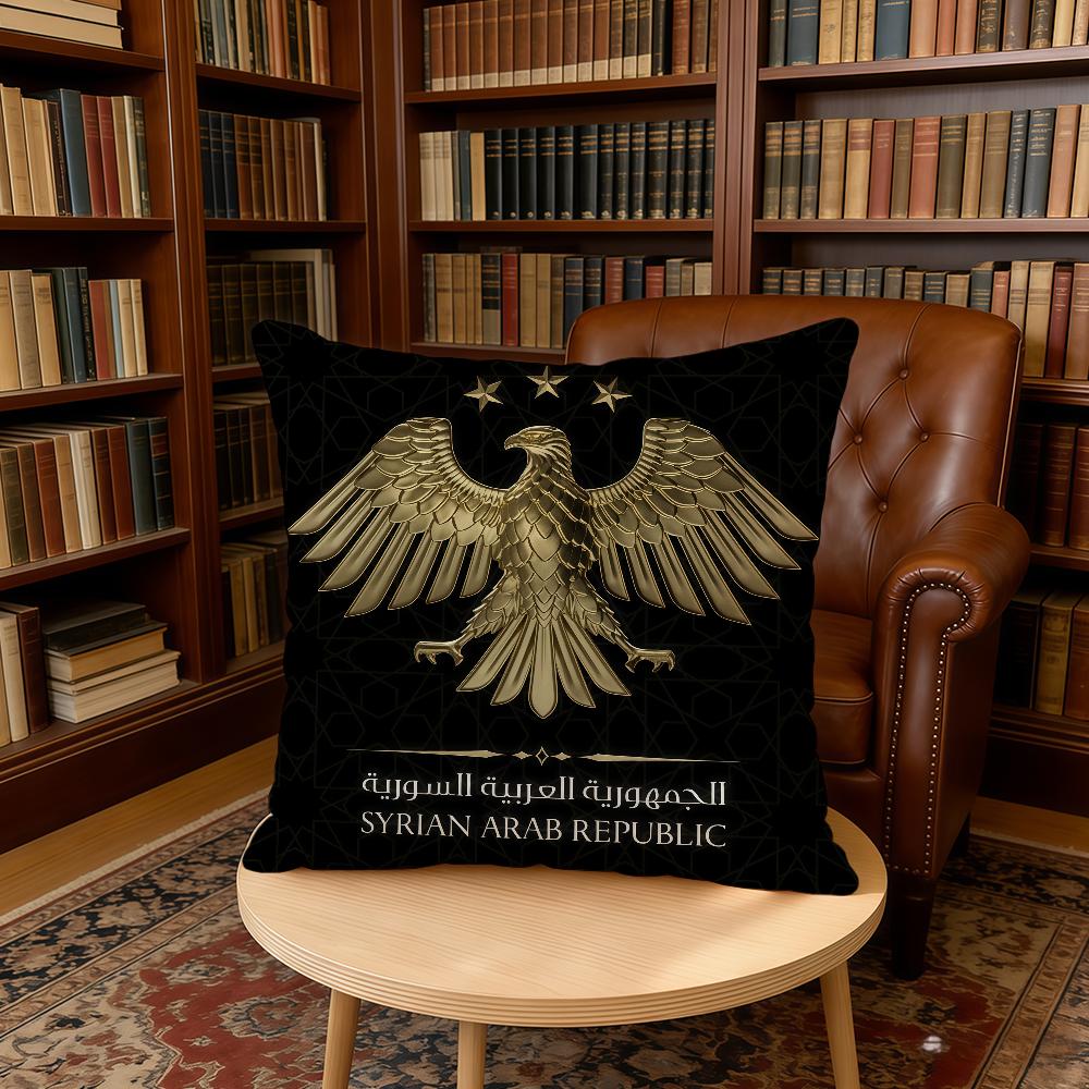 Flag Logo Eagle Syrian New 2025 cushion cover Home Office Birthday Anniversary Gifts Soft Skin Friendly Cushion Cover