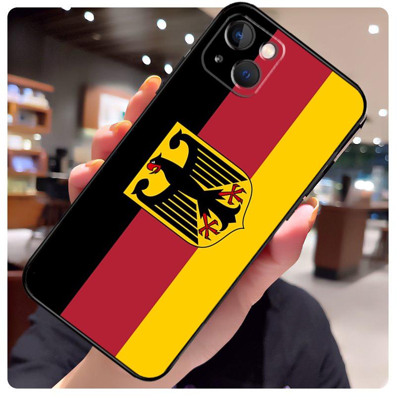 Чехол-эмблема с флагом Германии для iPhone 16 13 14 11 12 15 Pro Max X XR XS Max Plus 14 Plus Задняя крышка
