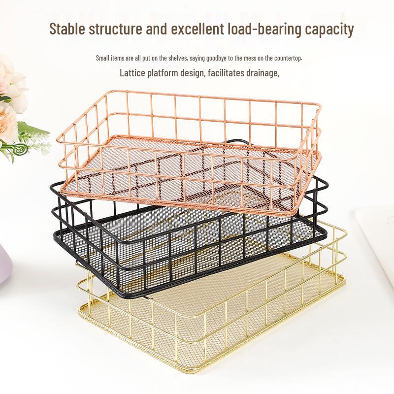 Минималистичный настольный органайзер из кованого железа - корзина для хранения закусок и косметики