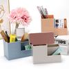 Multifunctional Desktop Pen Holder Stationery Makeup Tools Organizer Solid Color Plastic Box Desk Mobile Phone Holder Office School Supplies