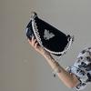 Designer Underarm Bag  Summer New PU Butterfly Pattern Pearl Chain Glossy Lacquer Leather One Shoulder Crossbody Bag