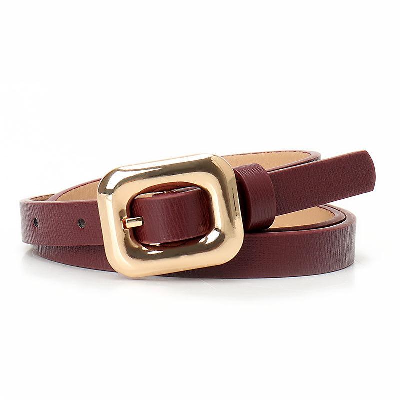 Simple Alloy Square Buckle Women'S Belt, Dress Jeans, High-End Thin Belt Women