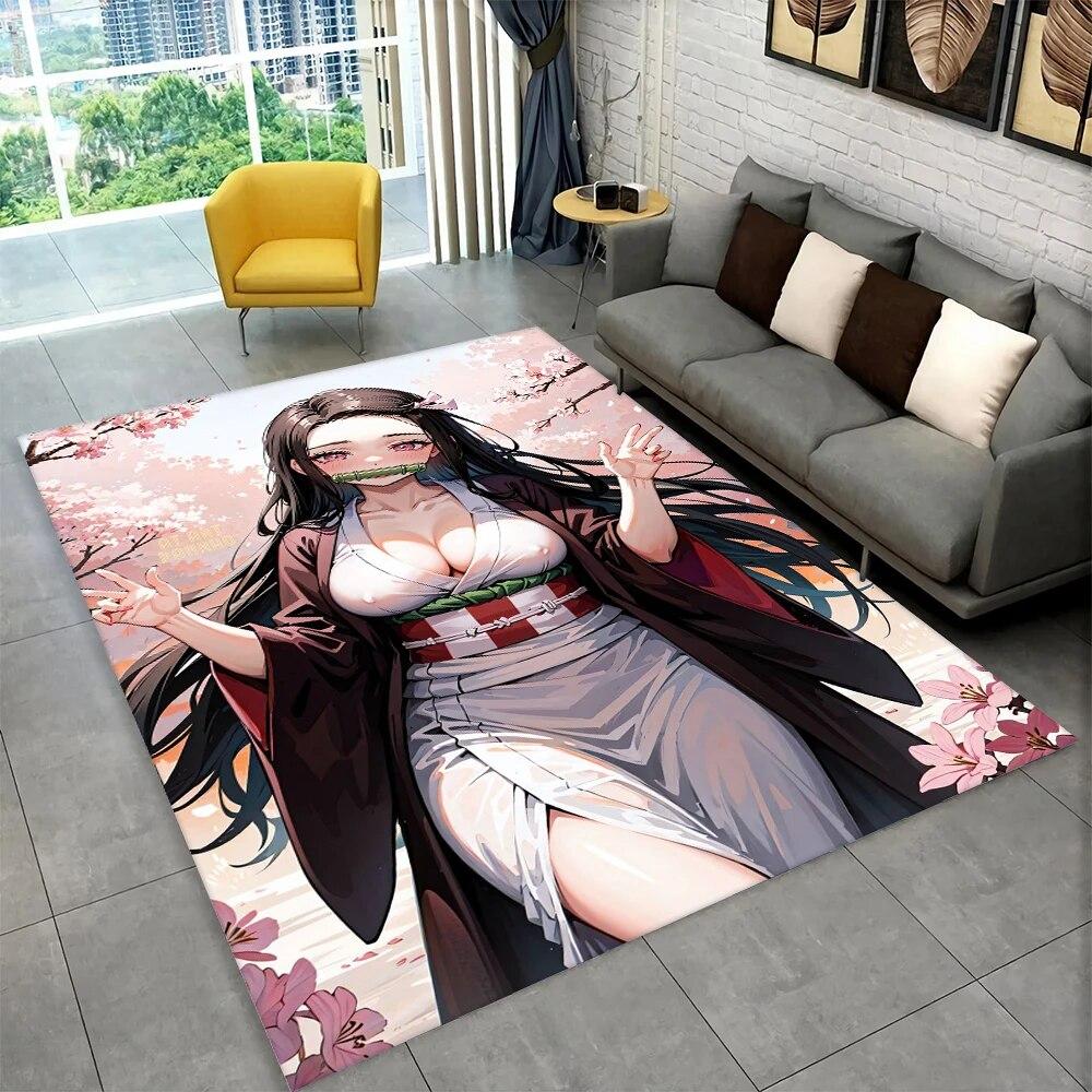 Камадо Незуко Demon Slayer Аниме Коврик, Ковер для гостиной Детская Спальня Диван Коврик Декор, Детский Нескользящий Коврик