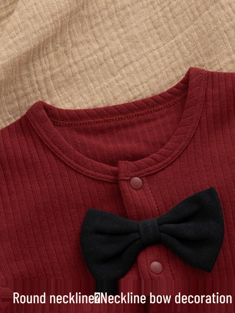 Unisex Red Baby Romper: 100 Days Full Moon Festive Outfit, Pure Cotton, Spring/Autumn, New Year Horse Theme.