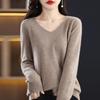 Cardigan Women's V Neck Pullover Long Sleeved Knitted Bottoming Shirt