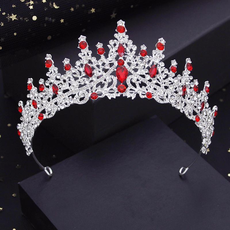 Green Crystal Wedding Crown for Queen Bridal Headdress Fashion Tiaras Hairwear Girls Prom Head Ornaments Jewelry
