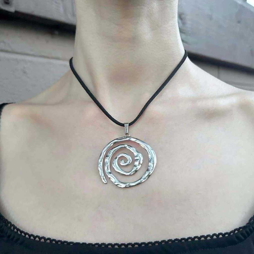 Titanium Steel Spiral Pendant Necklace For Women With Geometric Design And Boho Style Fall Jewelry