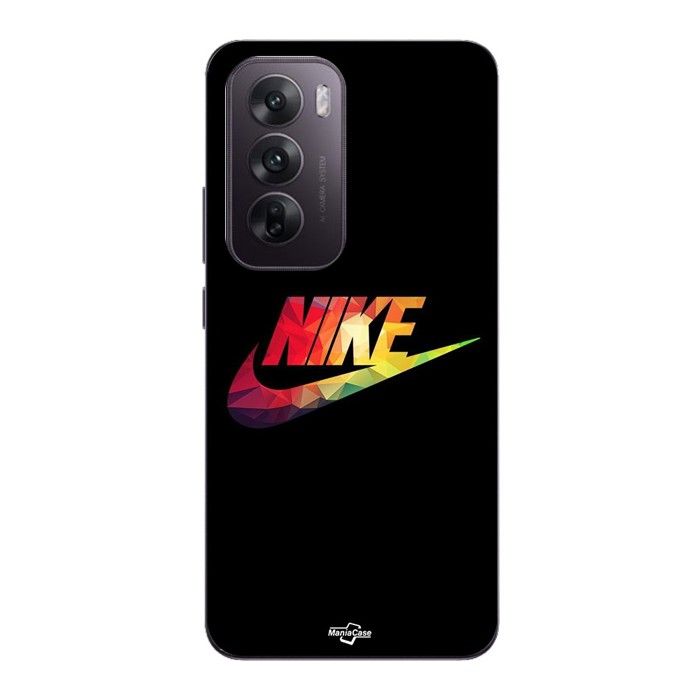 Coque Pour Oppo Reno 12 5g Nike logo coloré front noir Maniacase