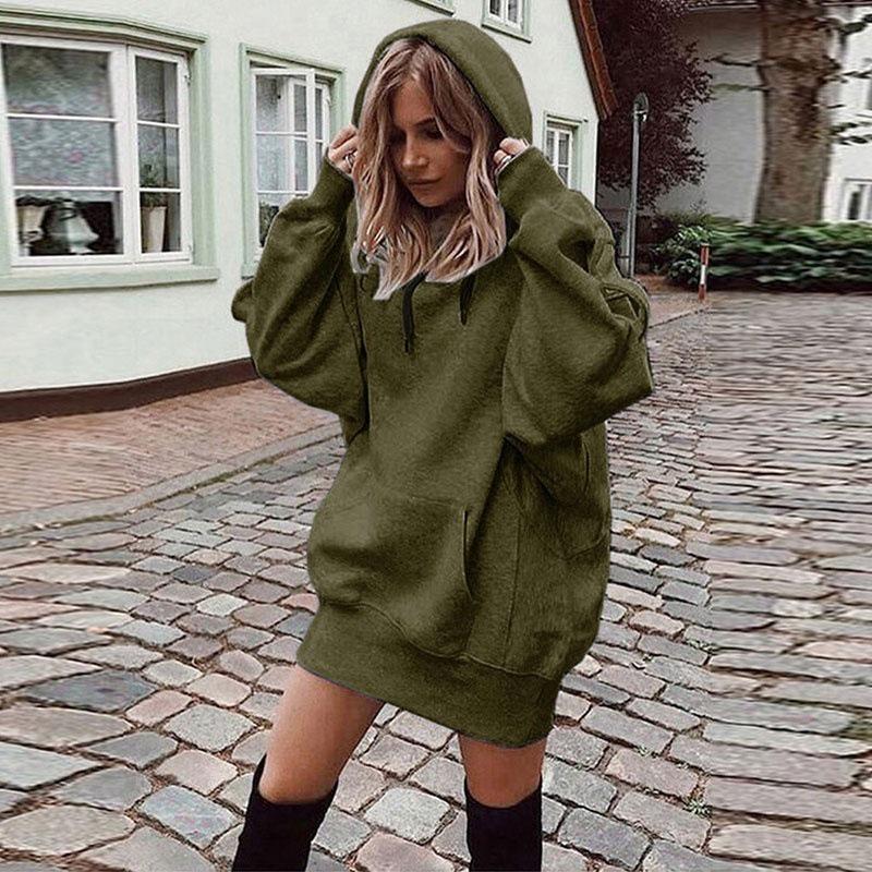 2025 Influencer Autumn/Winter Women's Solid Color Loose Fleece Hoodie