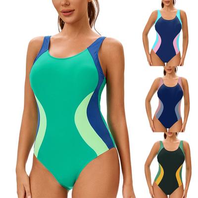 Женский консервативный цельный купальник без рукавов с открытой спиной, сочетающийся по цвету, с подкладкой для груди