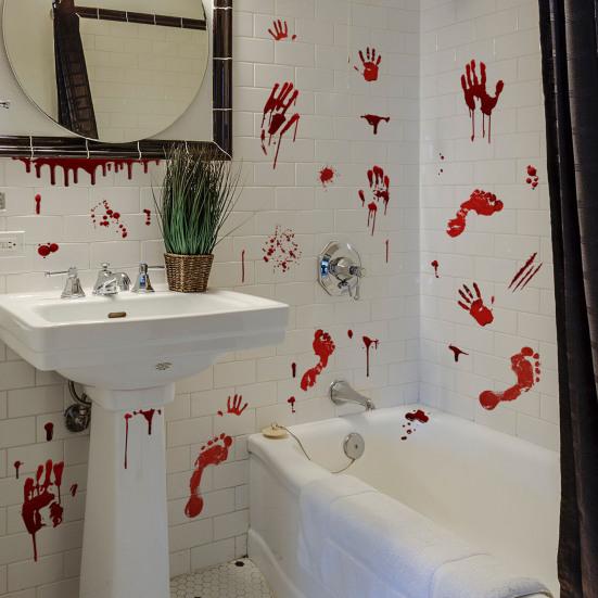 45390 Sheets Red Handprint Footprint Wall Sticker Halloween Spooky Waterproof PVC Self-adhesive