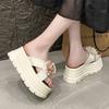 Fashion High Heel Beach Slippers Women Outdoor Wear Thick Bottom Platform Sandals Summer Floral Slippers EVA Material Korean Style