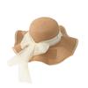 Summer Big Brimmed Woven Hat Women's Pearl Mesh Bow Straw Woven Hat Outdoor Sunscreen Hat