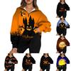 Women's Fashion Casual Long Sleeve Halloween Printed Zipper Turtleneck Drop Shoulder Sweatshirt Top