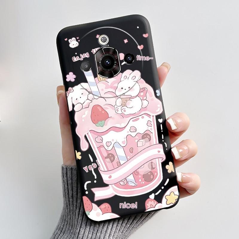 For ZTE Nubia Focus Pro 5G Case Z2351N Luxury Cute Heart Rabbit Soft TPU Silicon Matte Black Phone Casing Shockproof Back Cover