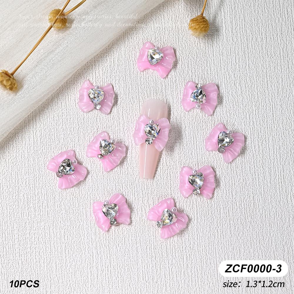 10pcs Sailor Warrior Moon Nail Charm 3D Shiny Japanese Bowknot Diamond Gem Nail Rhinestones Crystal Heart Design DIY Nail Parts
