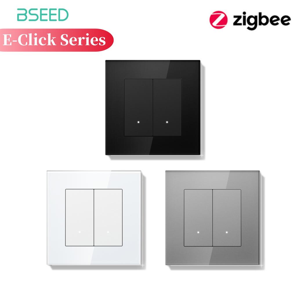 BSEED Серия ZigBee Кнопочные выключатели Настенные Умные Кнопочные Выключатели Света Желтая Подсветка Стеклянная Рамка Переключатель для Приложения Tuya Стандарт ЕС