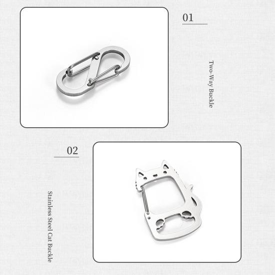 Брелок Lucky Cat из нержавеющей стали со съемными S-образными крючками, прочный портативный держатель для ключей для кемпинга на открытом воздухе, металлическая подвесная пряжка-карабин