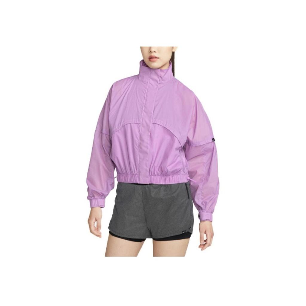 Nike Однотонная женская куртка с воротником-стойкой и длинными рукавами, фиолетовая DX0289-532