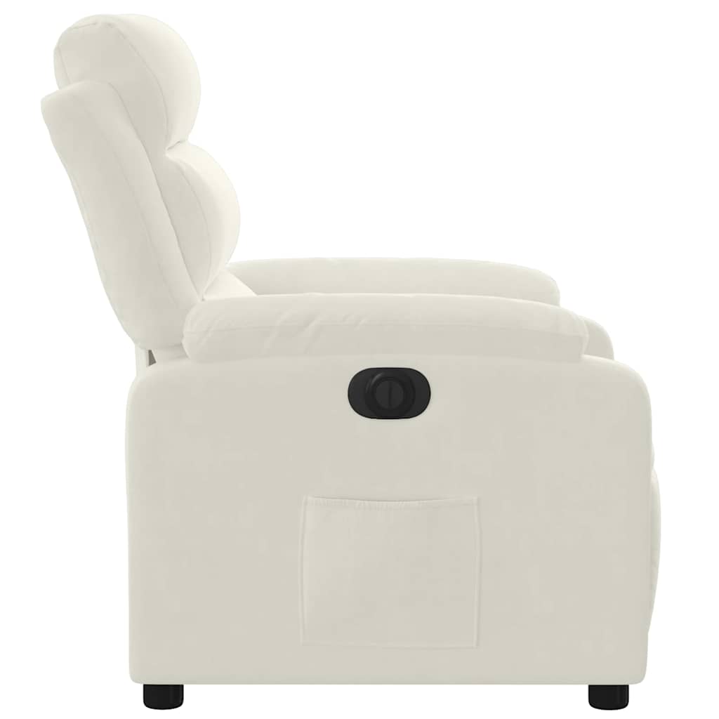 Electric Recliner Chair Cream Velvet
