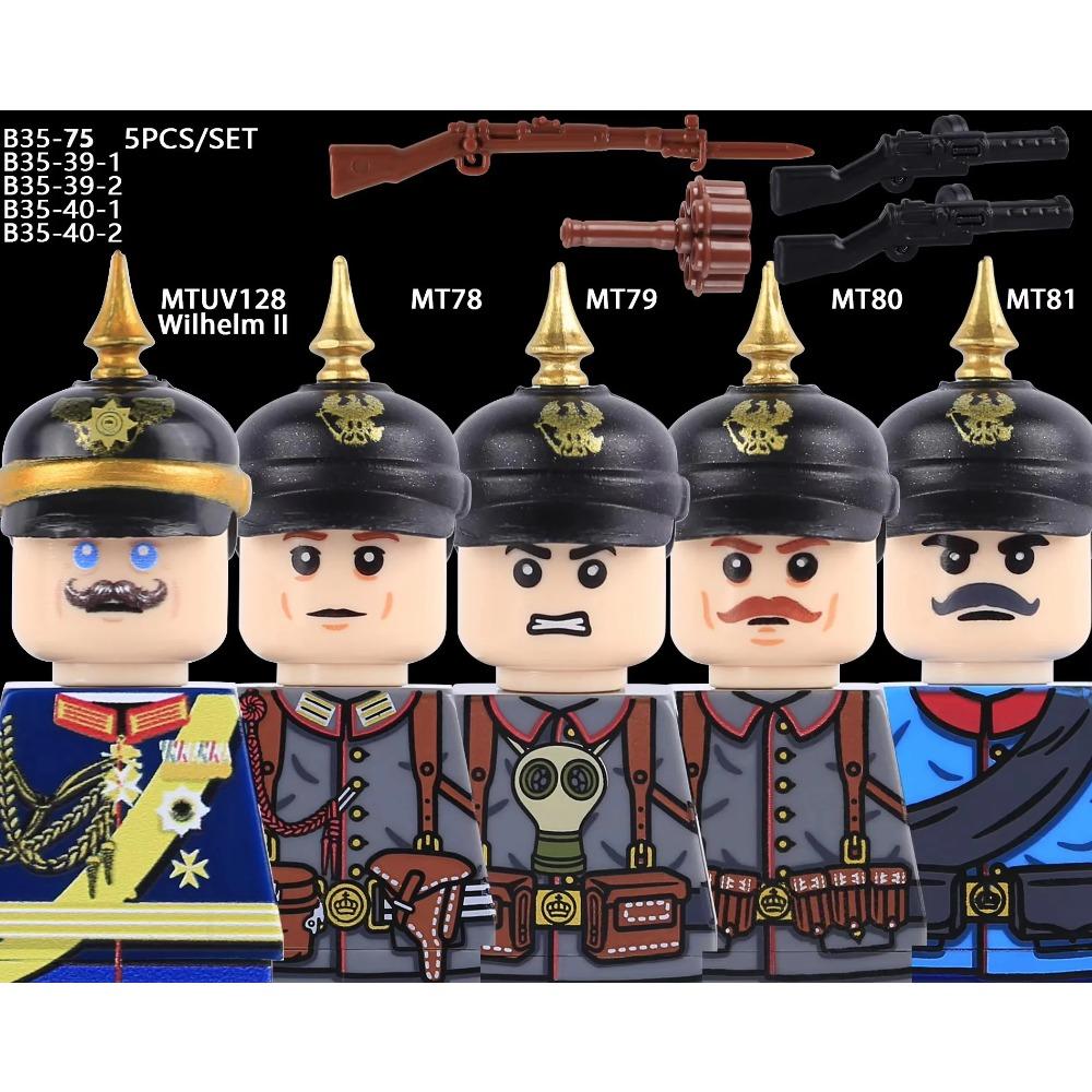 MOC солдаты Германской Прусской армии Первой мировой войны Фигурки Строительные блоки Военные Армия Пехота Пруссия Шлемы Оружие Пистолет Кирпичики Игрушки Подарок