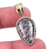 Natural Black Rutile 925 Solid Sterling Silver TwoTone Gift Pendant 1.50" q6I46