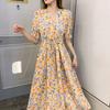 Элегантные вечерние длинные вечерние платья с V-образным вырезом, модное шикарное пляжное платье с цветочным принтом, повседневное летнее платье с короткими рукавами и принтом, халат 22205