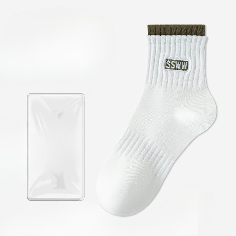 Женские весенне-летние новые спортивные носки для бега на каждый день, однотонные с надписью, дышащие, средней длины
