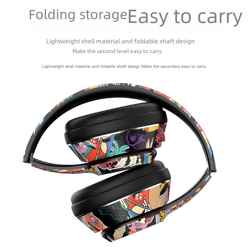 Модные наушники Graffiti Bluetooth: Беспроводные, шумоподавляющие, полноразмерные наушники для спорта и игр. Универсальная совместимость.