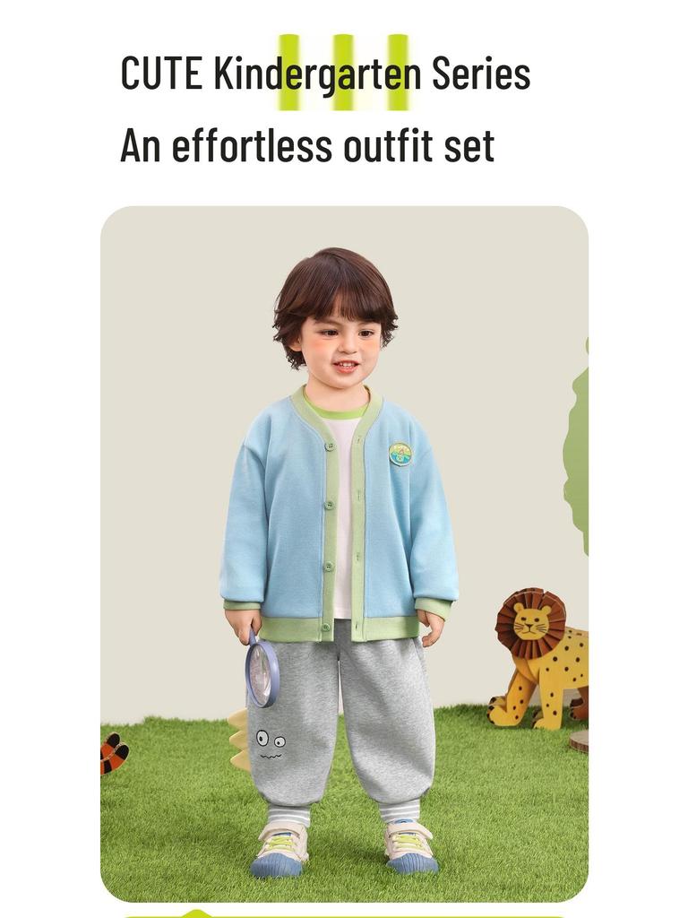 Kaka Panda Kids' Knit Cardigan - Boys' and Girls' Spring Casual Wear for Toddlers