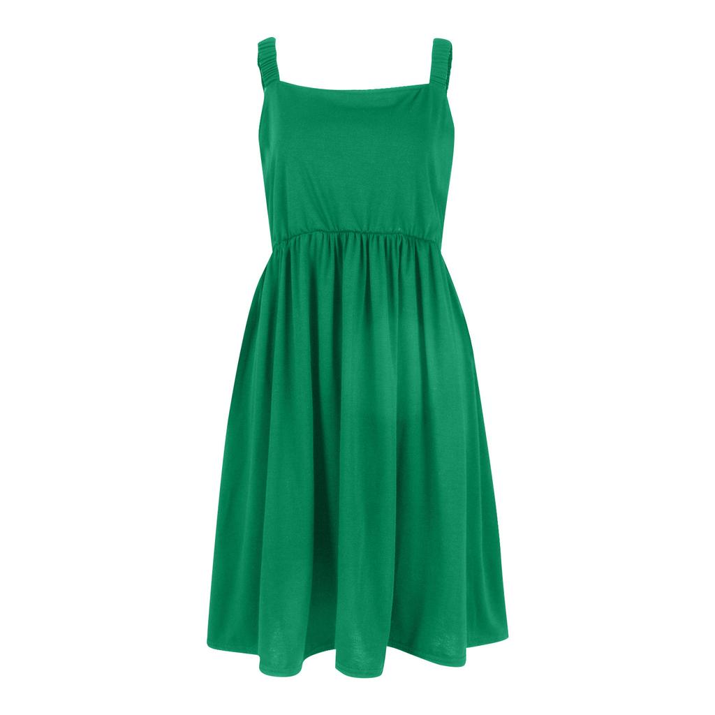 Женские летние платья Повседневные платья без рукавов с квадратным вырезом и карманами Платья трапециевидной формы Сарафаны