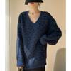 Sweaters Autumn Wool V-Neck Leopard Print Long Sleeve Women Basic Patchwork Clothing Big  New
