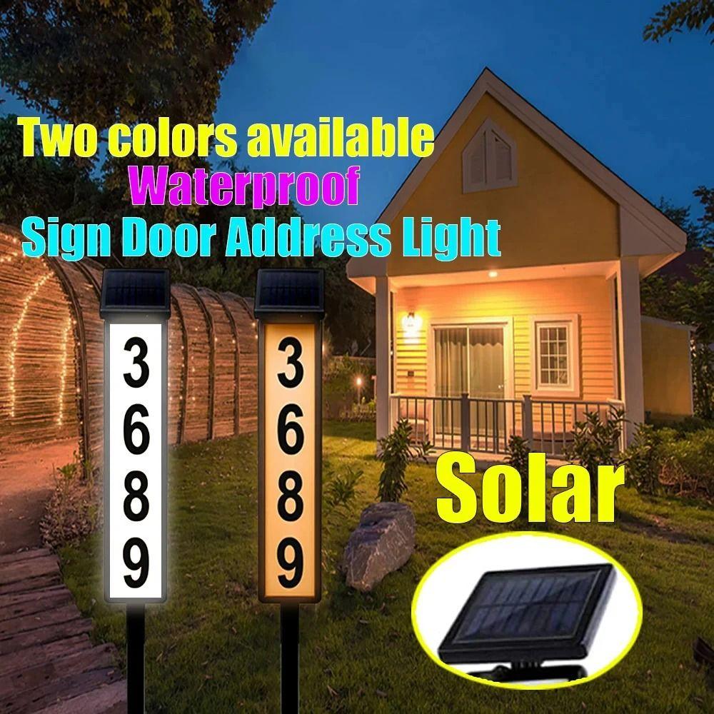 Solar-Powered Solar Doorplate Light Pole Mount Address Sign with Lightings  Garden