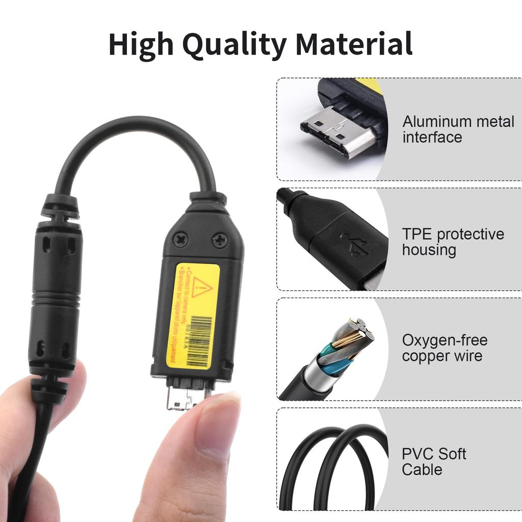 USB-кабель для зарядки совместим с цифровыми камерами Samsung L200 вместо EX, L, WB, S, SL, ST, PL, ST600, ST61, ST65, ST6500, ST67, ST70,