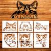 6Pcs/set Cat Theme Drawing Stencils, DIY Crafting Templates, Reusable Plastic Painting Stencils for Wood Signs, Furniture, Wall Canvas, Fabric Decor