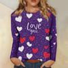 Женская повседневная мода сексуальный удобный День святого Валентина принтованный круглый вырез длинный рукав топ