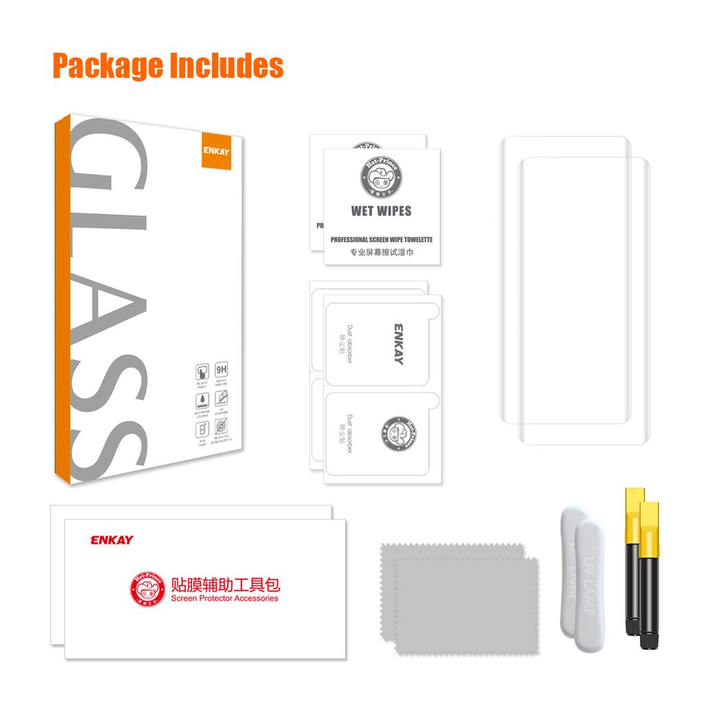 ENKAY HAT PRINCE 2 шт. Для vivo X90 Pro+ 5G Защитная пленка на экран УФ Полный клей Изогнутая Чувствительная к касанию пленка, Поддержка разблокировки по отпечатку пальца