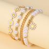 4P4Pcs/Set Korean Fashion Sweet Sunflower Pendant Bracelets for Women Trending Kpop Small Flower Chain Bangles Couple Zircon