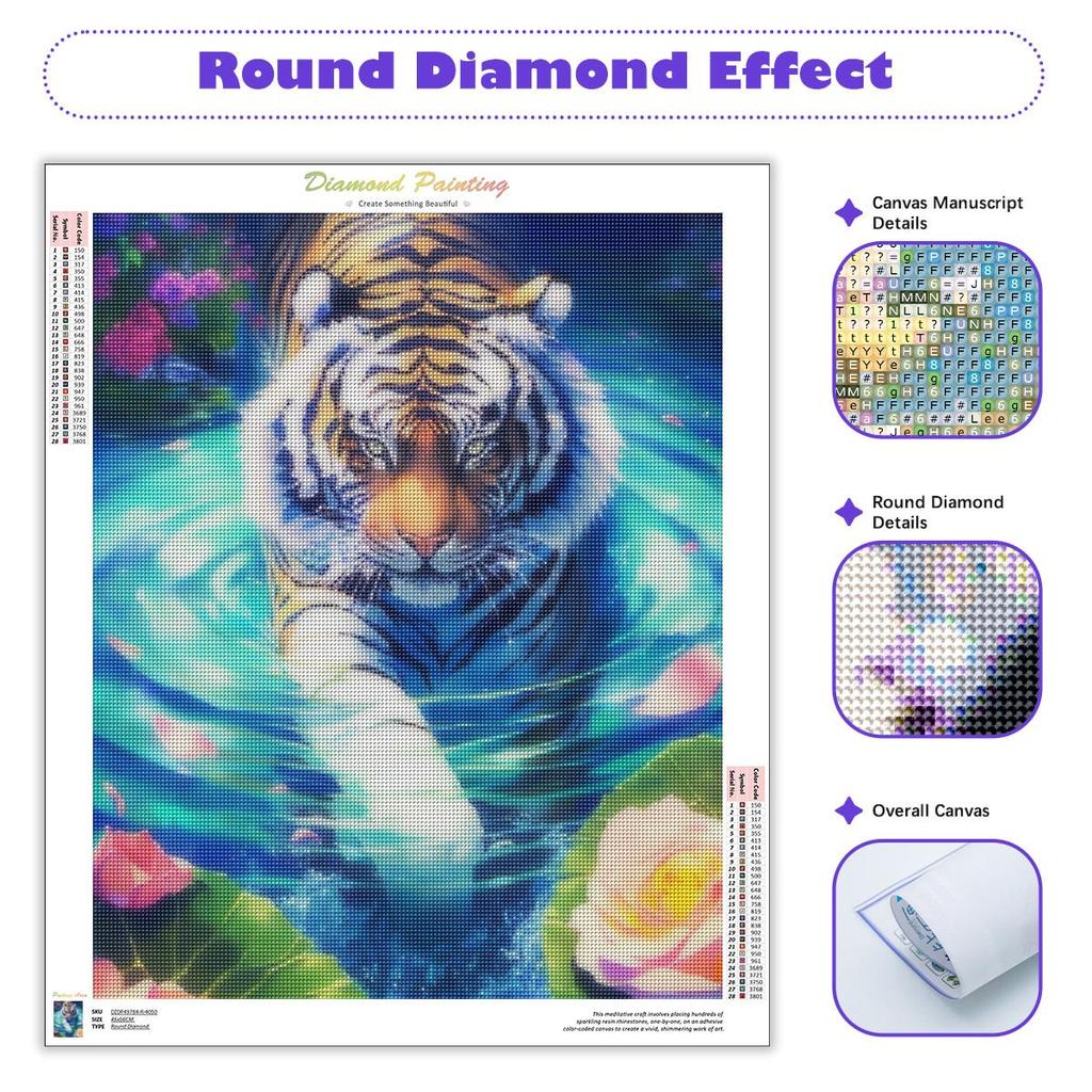 5D алмазная живопись животное тигр DIY полная круглая вышивка крестиком картина стразами для домашнего декора стен искусство 30x40 см/12x16 дюймов