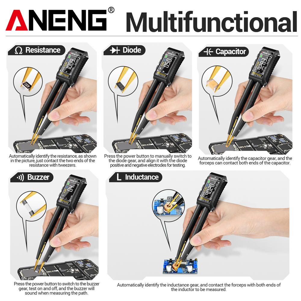 ANENG GN702 Перезаряжаемый Тестер Индуктивность Напряжение Конденсаторы Измерительный Инструмент Детектор Профессиональный Умный Мост Пинцет LCR SMD