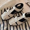 Spot second hair! Fashion versatile new square head woven hollow bag head flat Roman sandals women's pig cage shoes summer