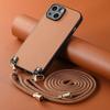 Кожаный чехол с узором из арамидного волокна для iPhone 17 Air 16 15 Pro Max 16e 14 Plus 11 12 13 Mini Чехол-подвеска на ремешке через плечо XL012