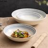 Blue Striped Ceramic Deep Bowl Salad Bowl Thick Soup Bowl Pasta Bowls Service Bowls Restaurant Underglaze Color Tableware
