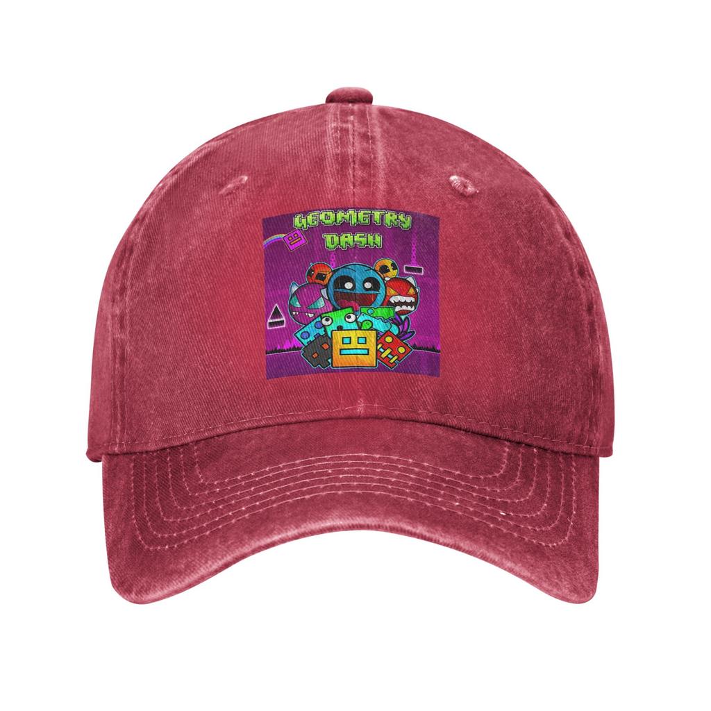 Video Game Geometry Dash Washed Denim Cap Casual Baseball Caps Adjustable Hat Summer Unisex Baseball Hats